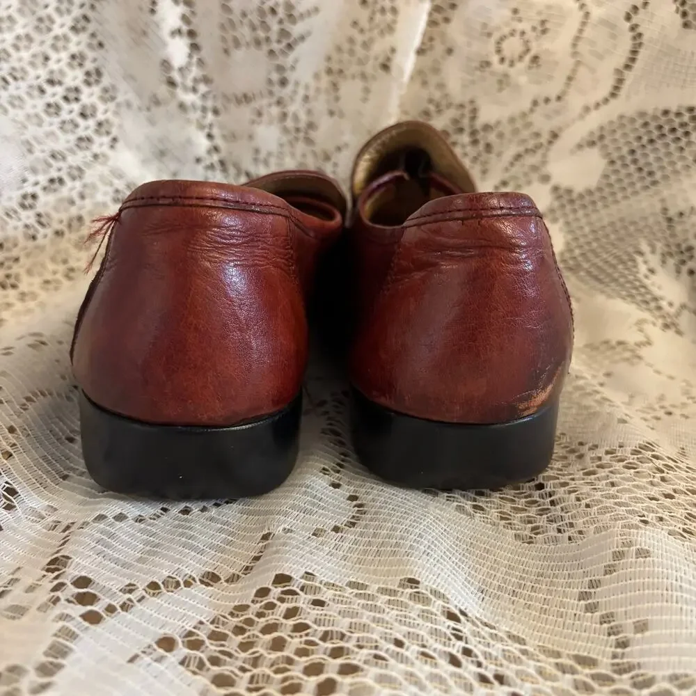 French Shriner Men's US 10 M Brown Leather Tassel Loafers Shoes